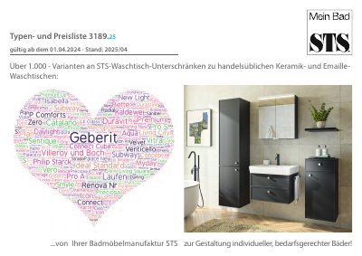 Titelseite Typen- und Preisliste 3189.25 Waschtisch-Unterschränke